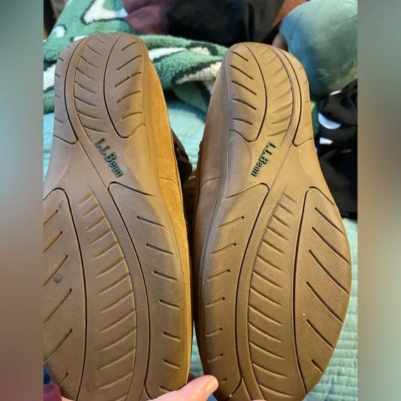 L.L. Bean Suede Leather Tan Tassel Fringe Sheepskin Boots 9 Medium Moccasin Cozy - Picture 7 of 12